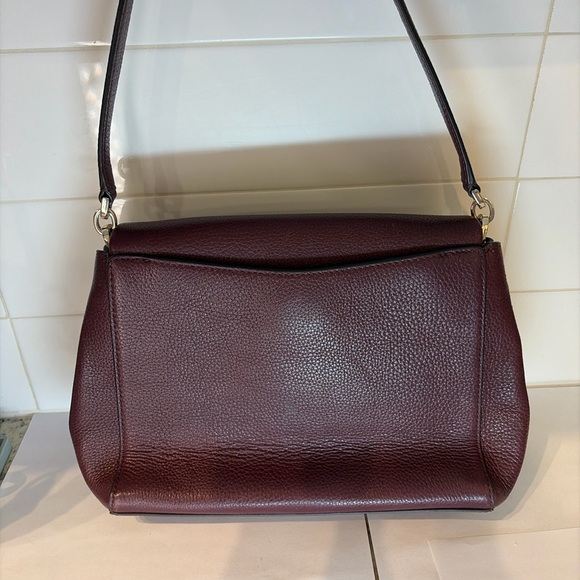 Kate Spade New York Burgundy Pebbled Leather Shoulder Bag Flap Purse - Picture 3 of 9